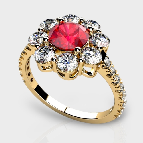 Aarna 14K Gold Lab Grown Diamond Ruby Ring