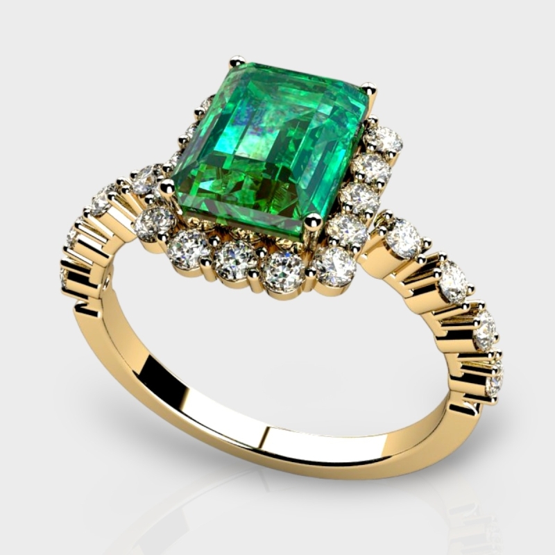 Valeria 14K Gold Lab Grown Diamond Emerald Ring