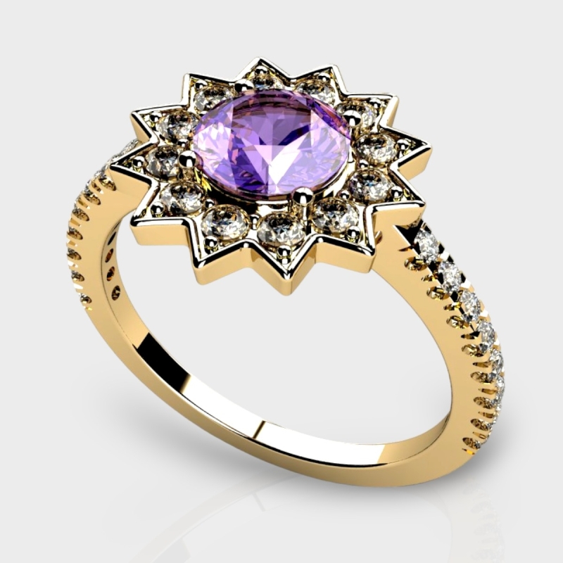 Siya 14K Gold Lab Grown Diamond Tanzanite Ring