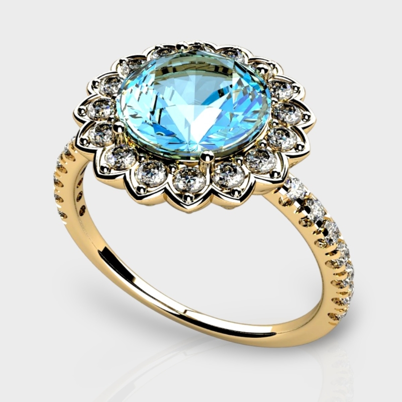 Kavya 14K Gold Lab Grown Diamond Blue Topaz Ring