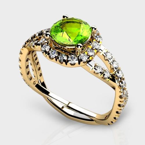 Zoe 14K Gold Lab Grown Diamond Peridot Ring