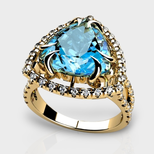 Bella 14K Gold Lab Grown Diamond Blue Topaz Ring