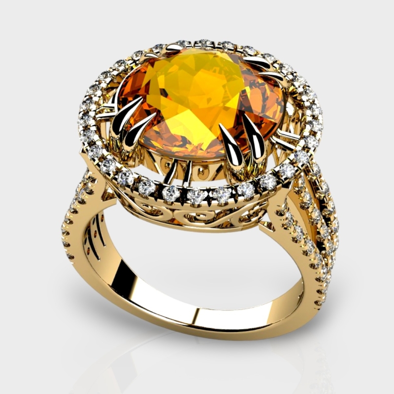 Ariana 14K Gold Lab Grown Diamond Citrine Ring