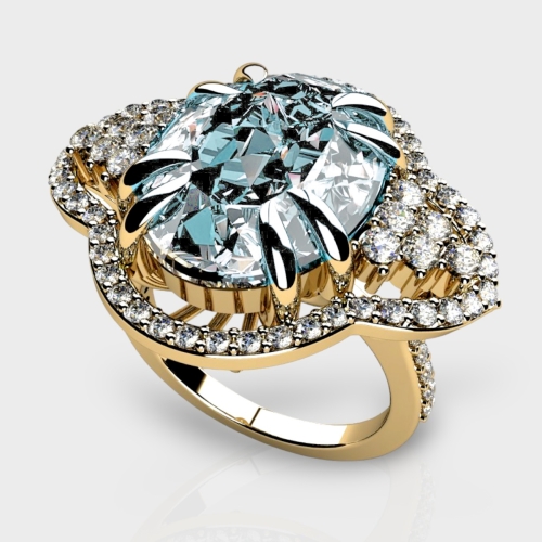 Melody 14K Gold Lab Grown Diamond Aquamarine Ring