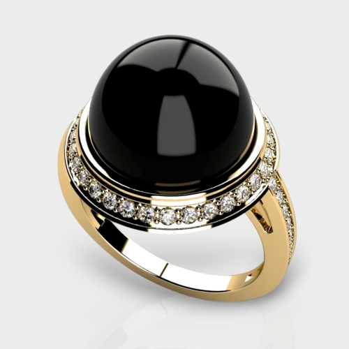 Nova 14K Gold Lab Grown Diamond Black Onyx Ring