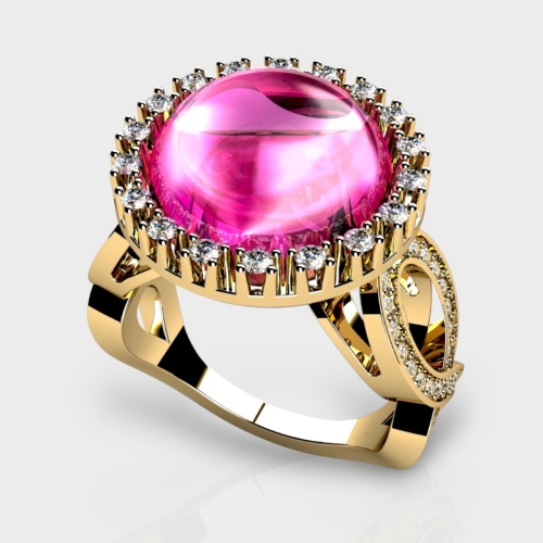 Hailey 14K Gold Lab Grown Diamond Pink Sapphire Ring