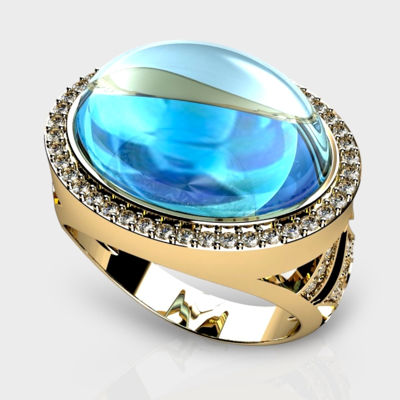Hazel 14K Gold Lab Grown Diamond Blue Topaz Ring