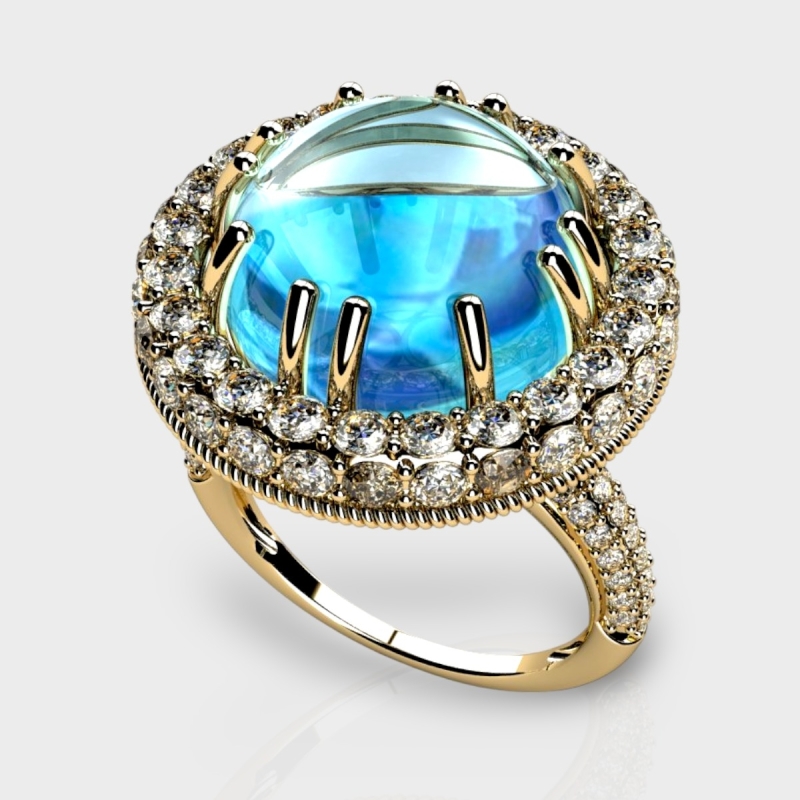 Everly 14K Gold Lab Grown Diamond Blue Topaz Ring