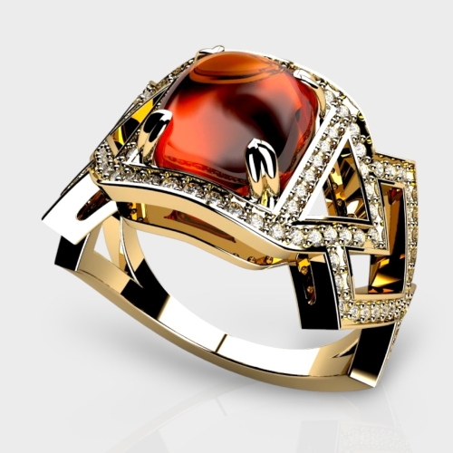 Alice 14K Gold Lab Grown Diamond Garnet Ring
