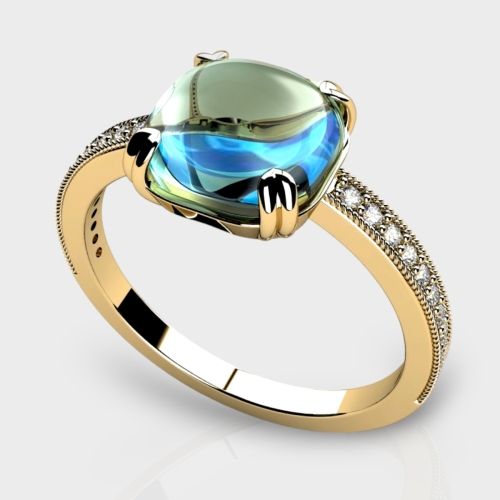 Sophie 14K Gold Lab Grown Diamond Blue Topaz Ring