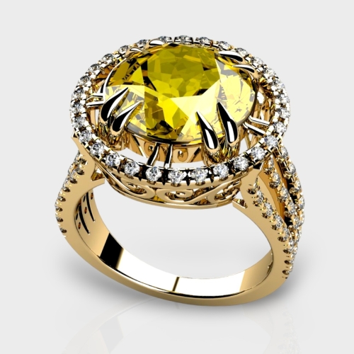 Ariana 14K Gold Lab Grown Diamond Yellow Sapphire Ring