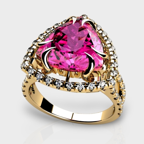 Bella 14K Gold Lab Grown Diamond Pink Sapphire Ring