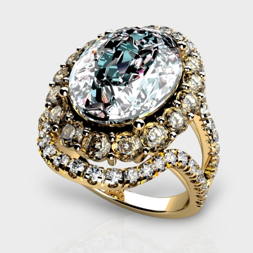 Lucia 14K Gold Lab Grown Diamond Aquamarine Ring