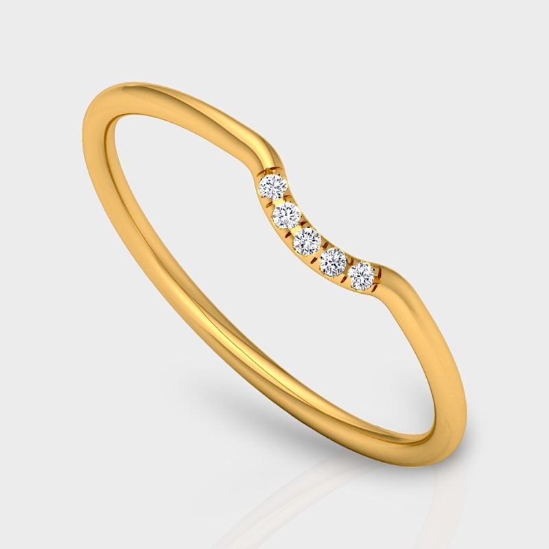 Harsha 14K Gold 0.03 Carat Natural Diamond Ring