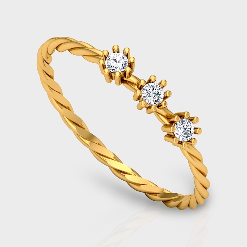 Ganga 14K Gold 0.09 Carat Natural Diamond Ring