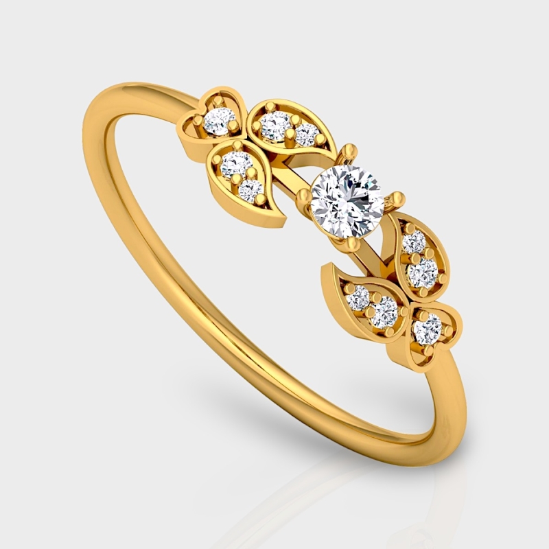 Usha 14K Gold 0.17 Carat Natural Diamond Ring