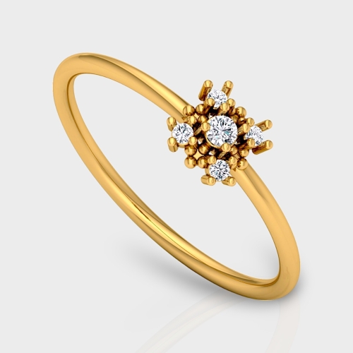 Gul 14K Gold 0.06 Carat Natural Diamond Ring